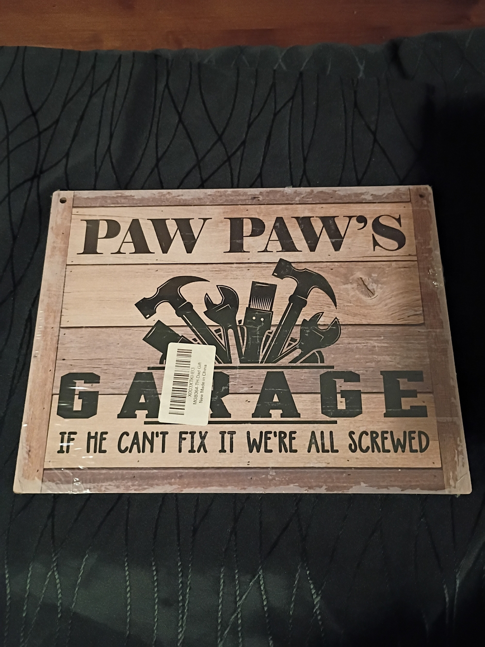 Amazon Paw Paw's Garage Wall Sign - Brown and Black